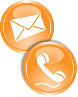 Orange icon for call or email