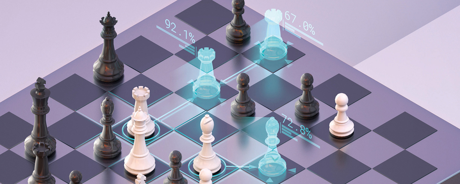 Image of competitive intelligence chessboard showing digitized moves. 