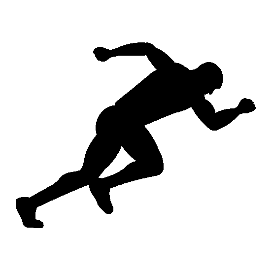 Silhouette graphic of a runner in motion.