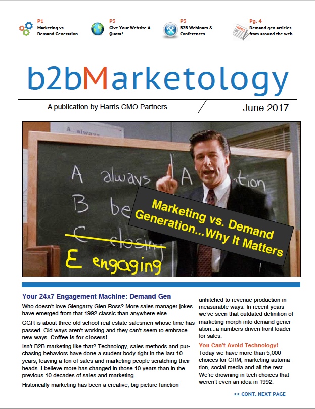 B2B demand gen news, articles and resources for sales and marketing professionals from Harris CMO Partners.